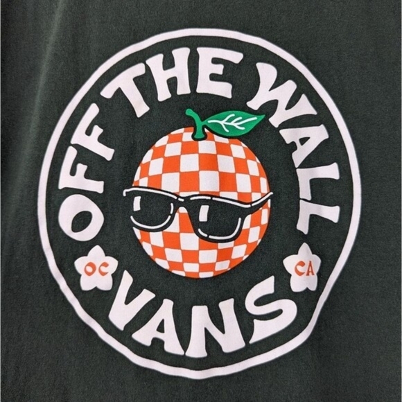 Vans Off the Wall Orange County California Dark Green Skateboard T-shirt Medium - Picture 2 of 4